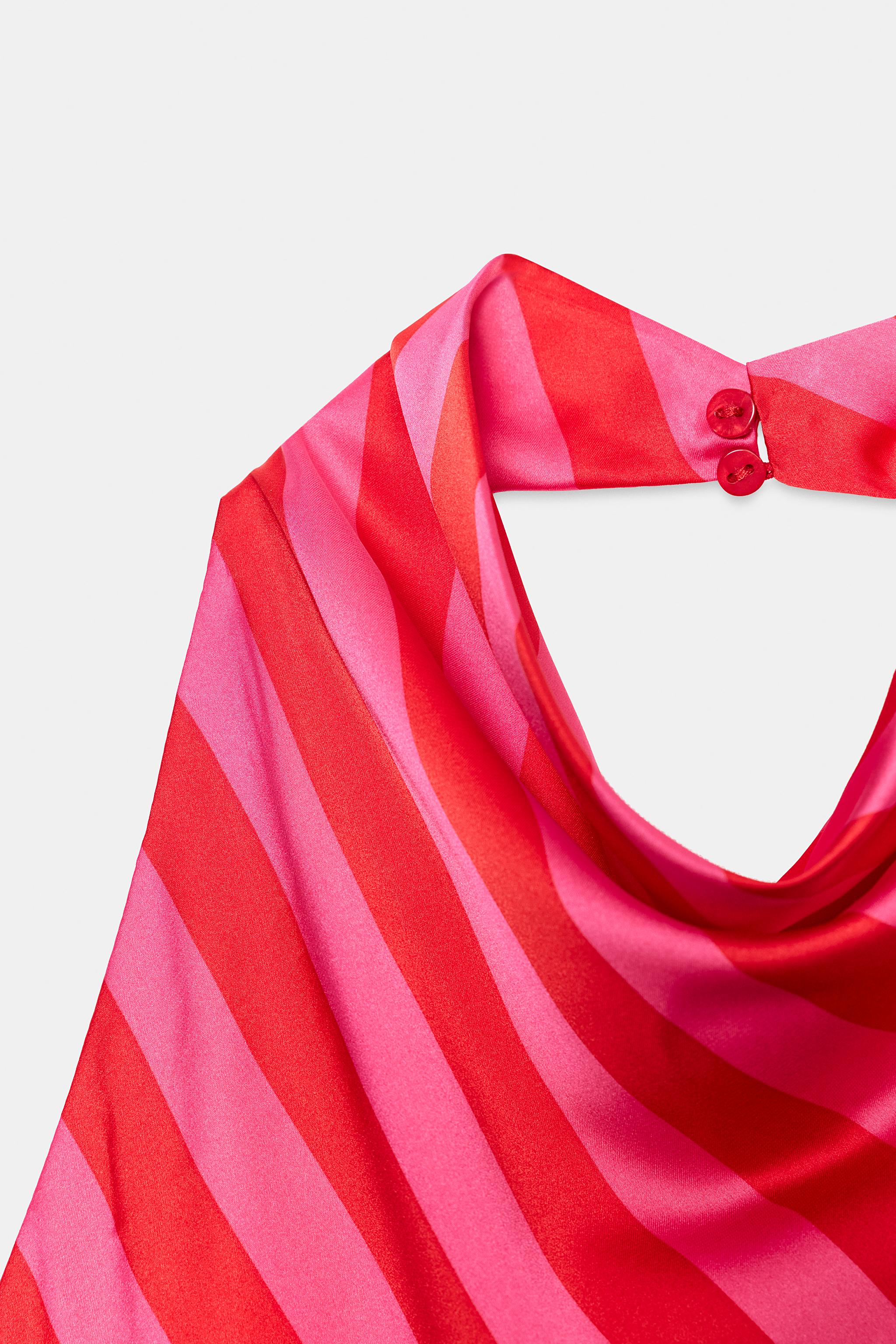 TOP HALTER SATINÉ À RAYURES